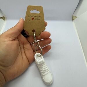 Handmade 3D Printed White Sneaker Keychain With Nike Logo
